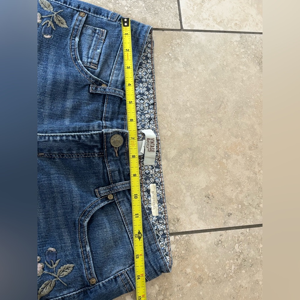 Vintage America Blue Boyfriend Floral Straight Leg Jeans Floral Embroidery EUC - Picture 5 of 7